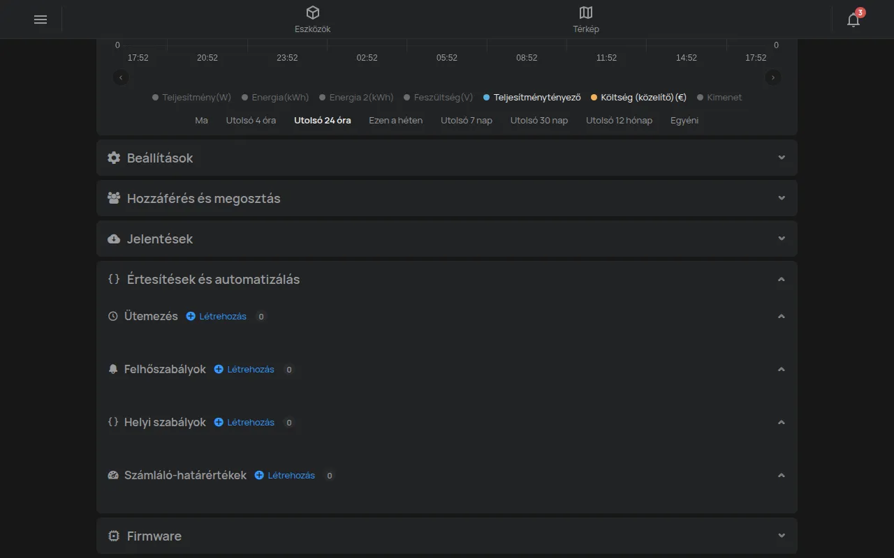 Az Értesítések és automatizálás rész az Ütemezéssel és a szabályokkal
