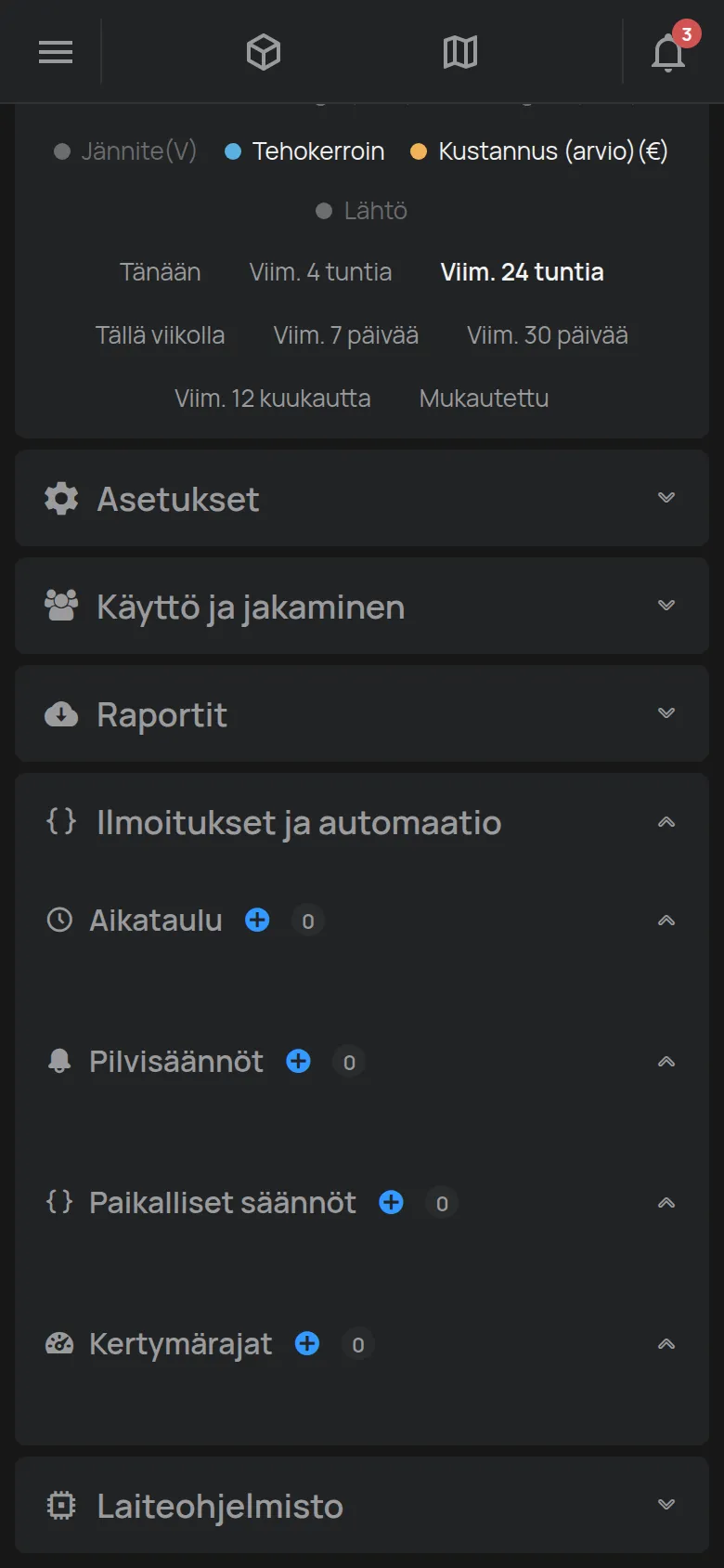 Ilmoitukset ja automaatio -osio, Aikataulu ja säännöt