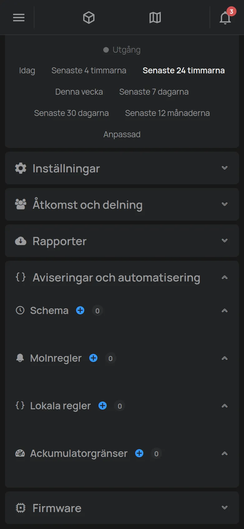 Avsnittet Aviseringar och automatisering med Schema och reglerna