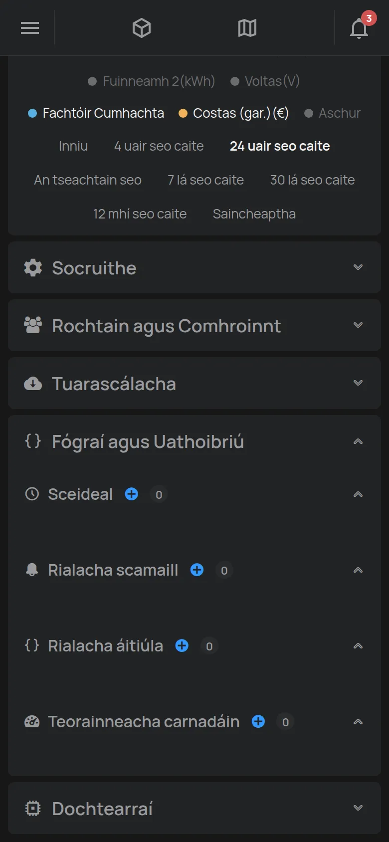 An chuid Fógraí agus Uathoibriú leis an Sceideal agus na rialacha