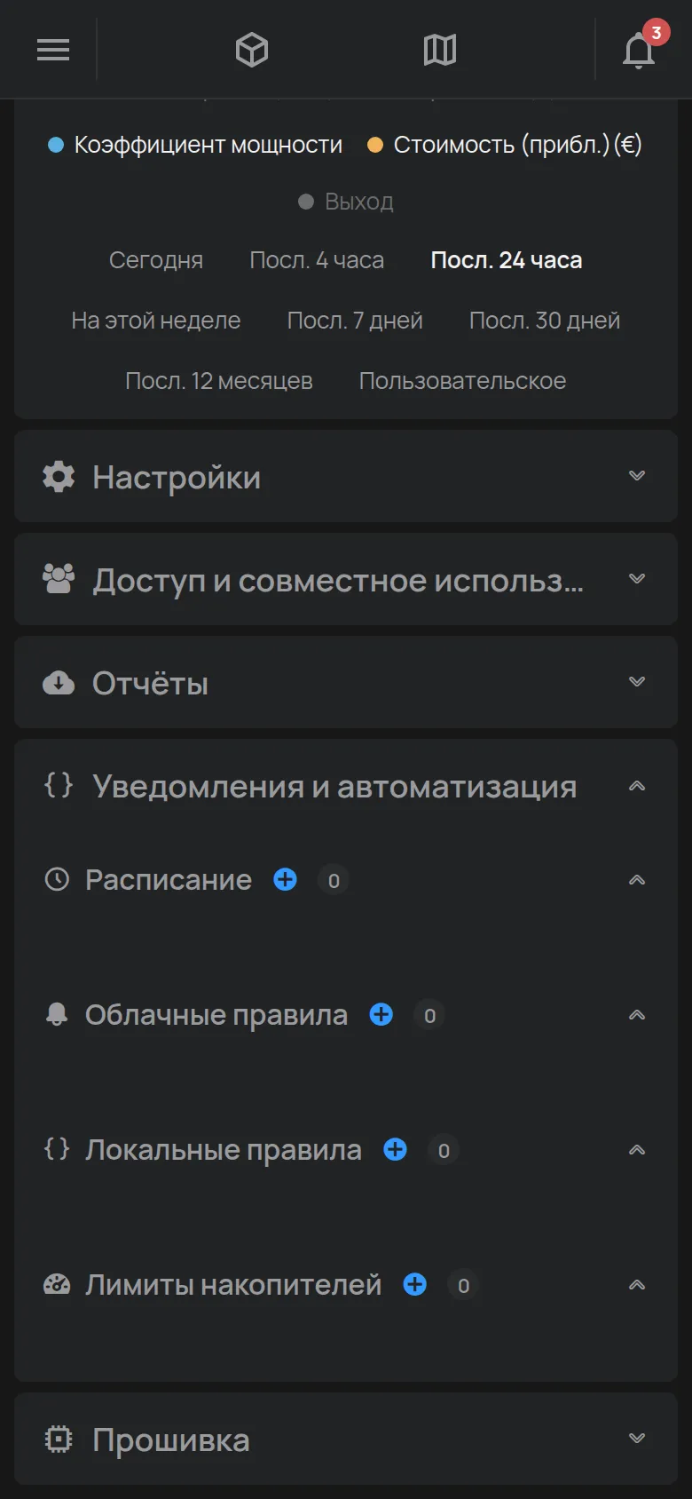 Раздел Уведомления и автоматизация с Расписанием и правилами