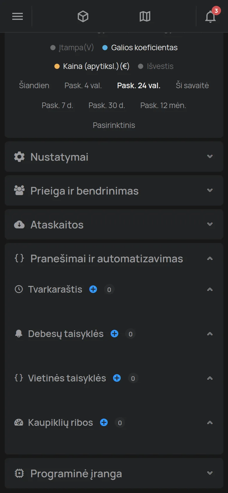 Skyrius Pranešimai ir automatizavimas su tvarkaraščiu ir taisyklėmis