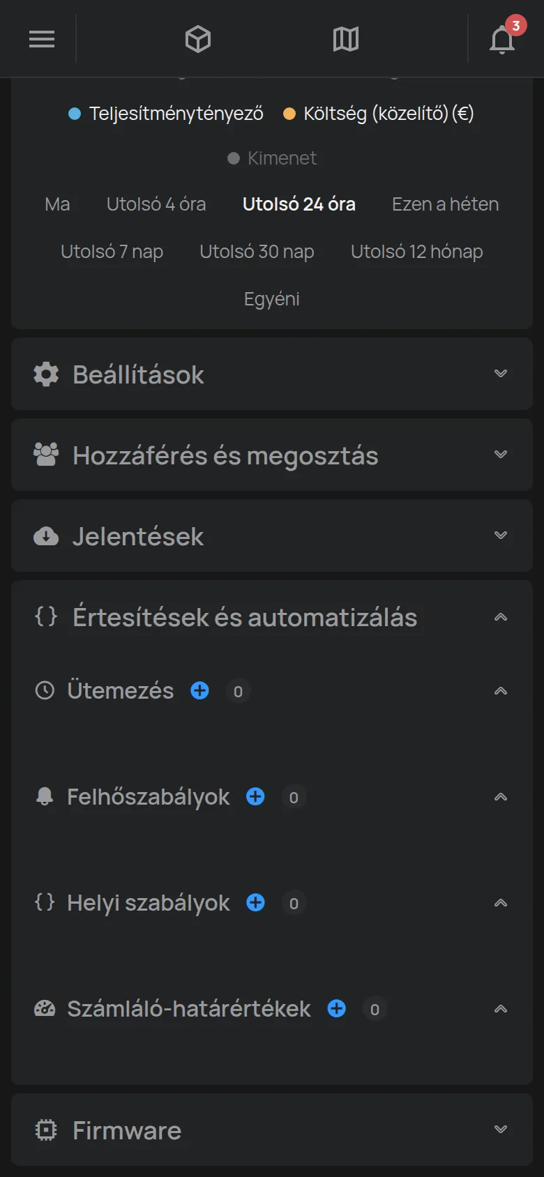 Az Értesítések és automatizálás rész az Ütemezéssel és a szabályokkal