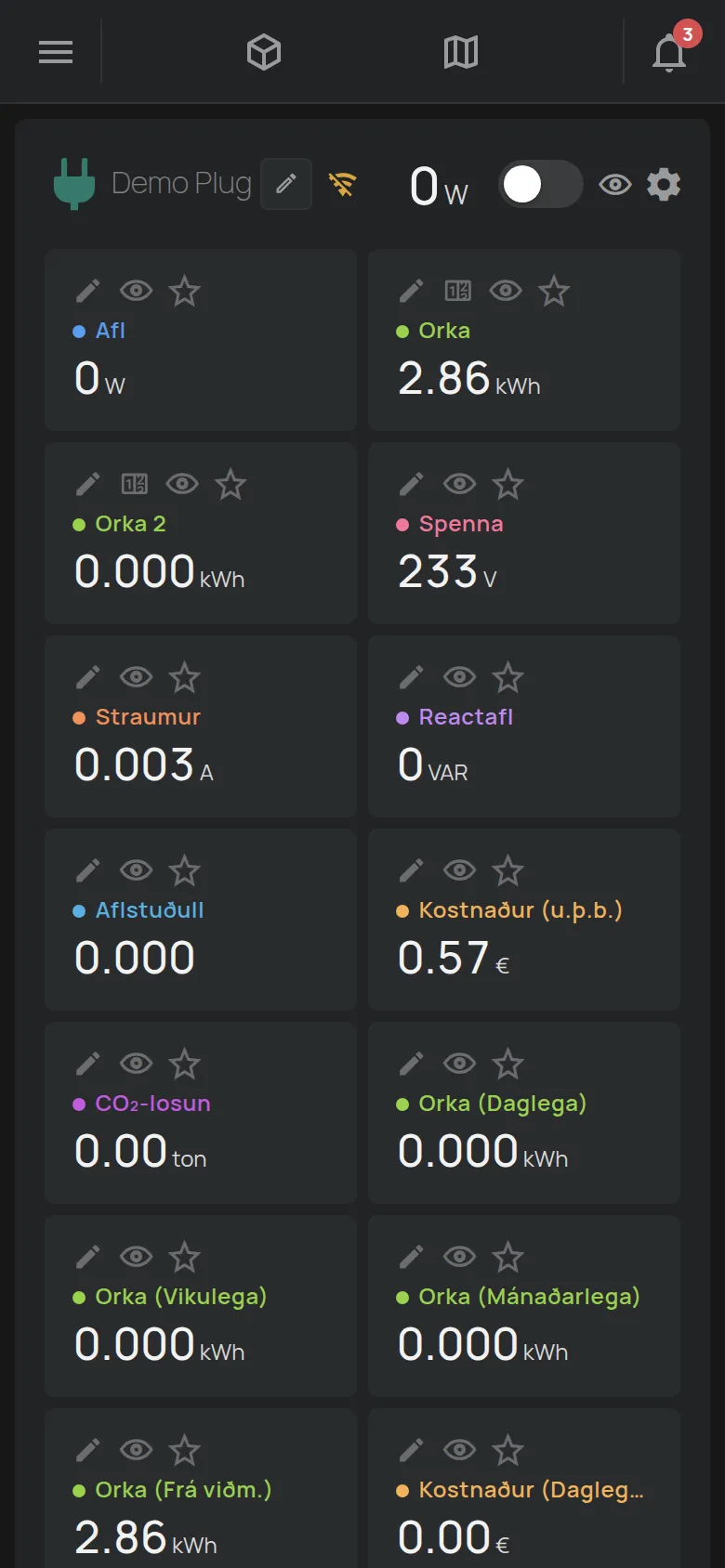 Síða tengils í breytingaham, með verkfærum á hverjum reit