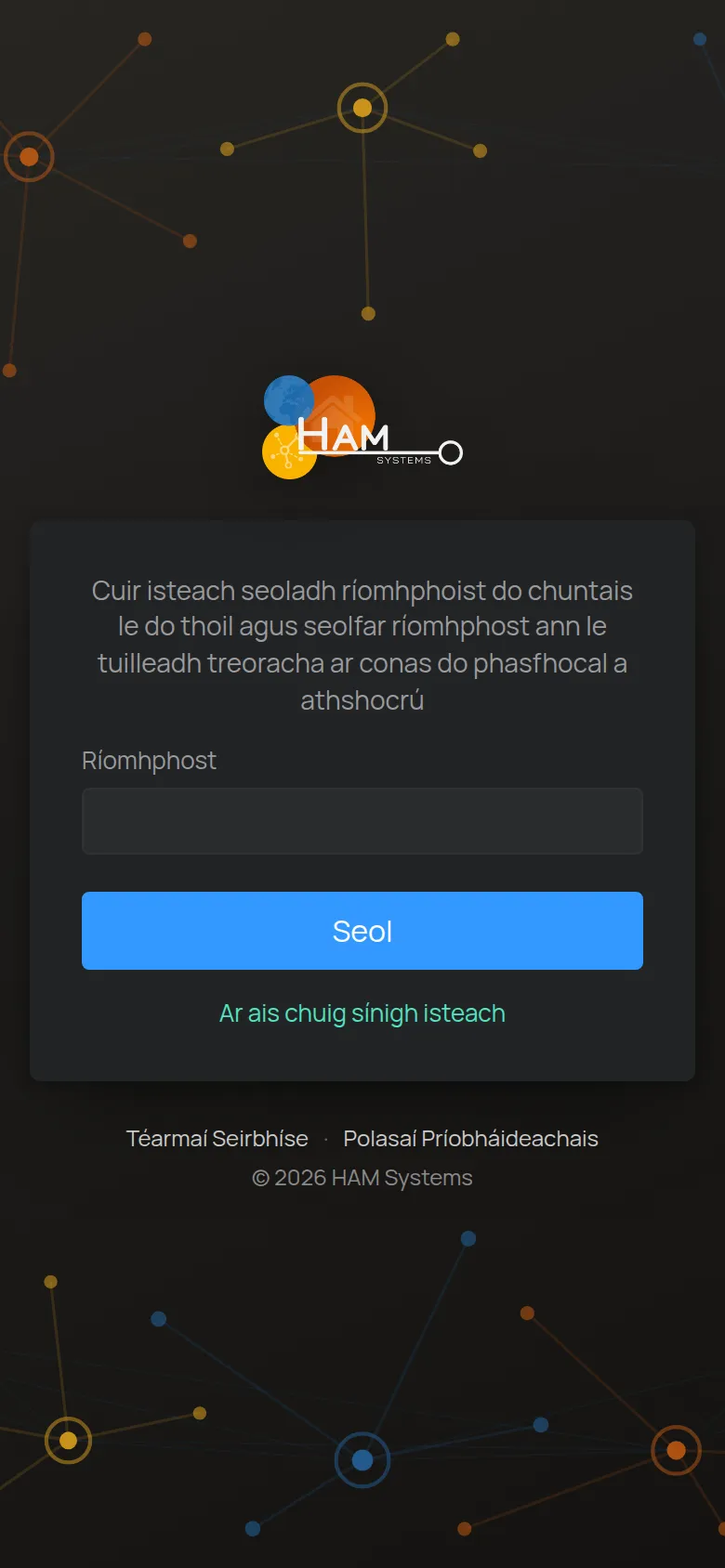 An scáileán Pasfhocal dearmadta
