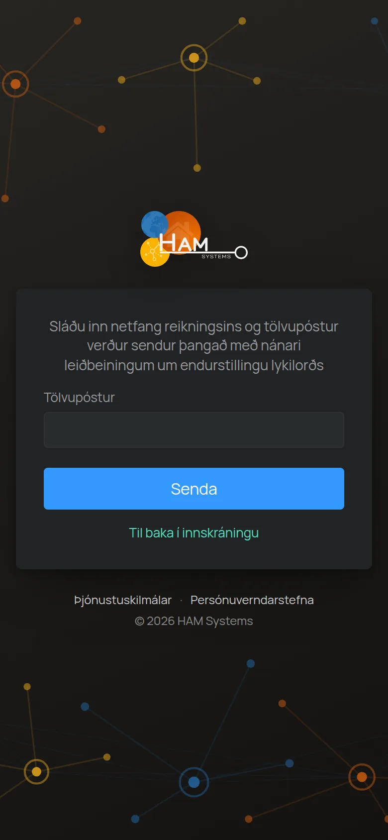 Skjárinn Gleymt lykilorð