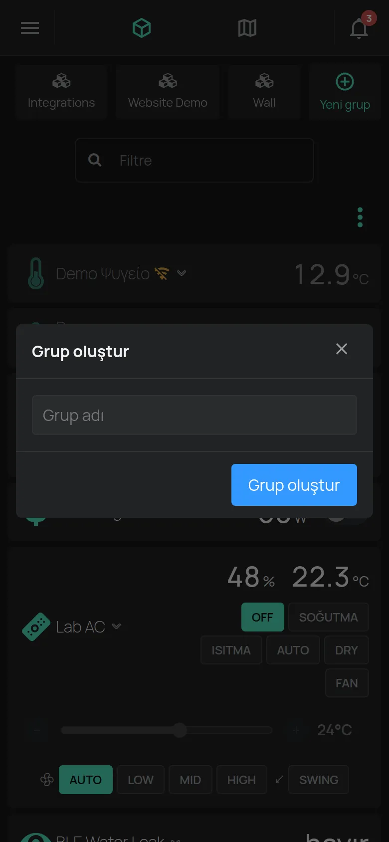 Grup adı alanıyla Grup oluştur penceresi