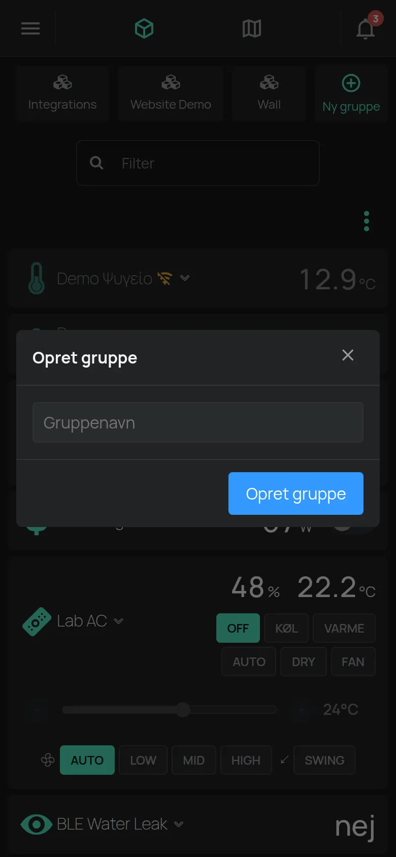 Vinduet Opret gruppe med feltet Gruppenavn