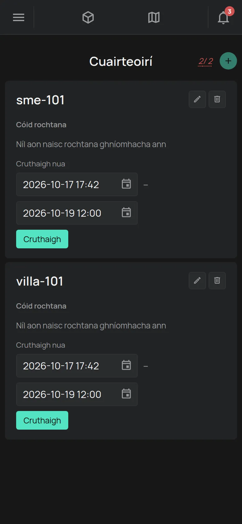 An leathanach Cuairteoirí le dhá chuairteoir agus cruthú an naisc