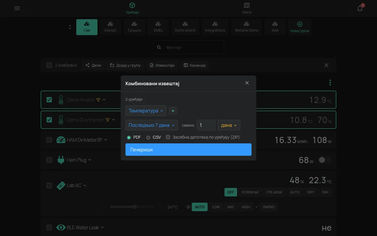 Прозор Комбиновани извештај
