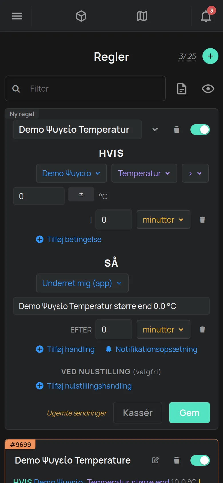 En ny regel med betingelser og handlinger