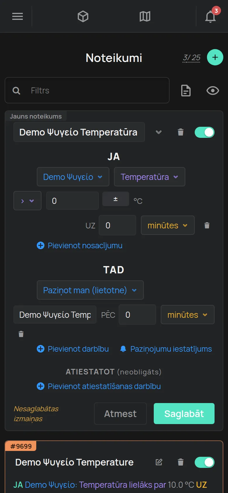 Jauns noteikums ar nosacījumiem un darbībām
