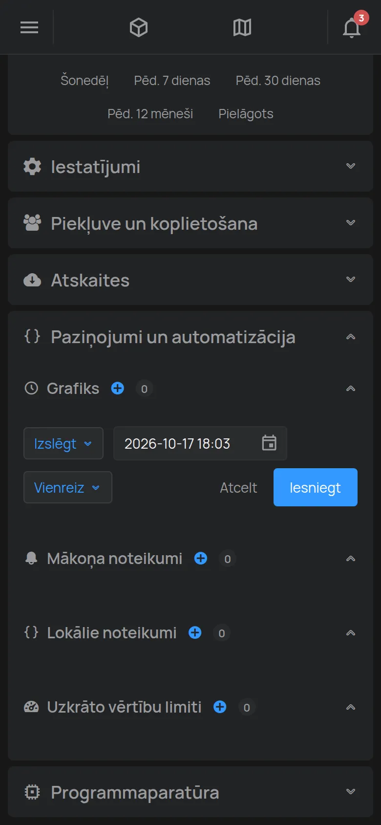 Grafika izveides forma ierīces lapā