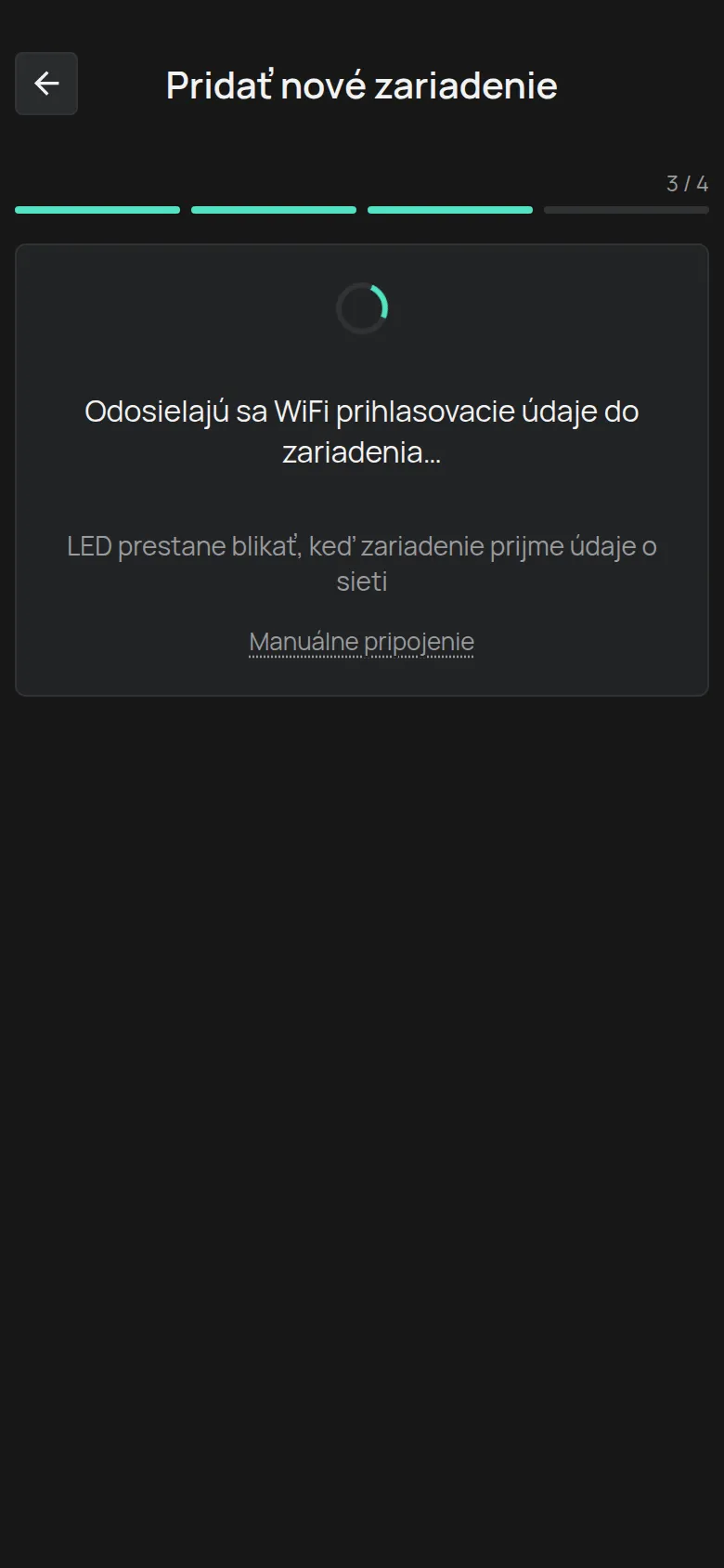 Obrazovka Odosielajú sa WiFi prihlasovacie údaje do zariadenia
